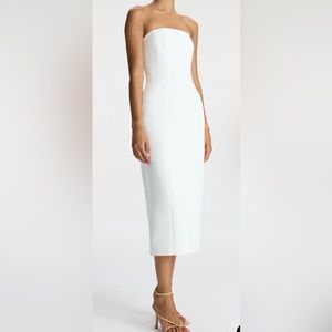 Elizabeth Strapless Midi Dress In White A.L.C.